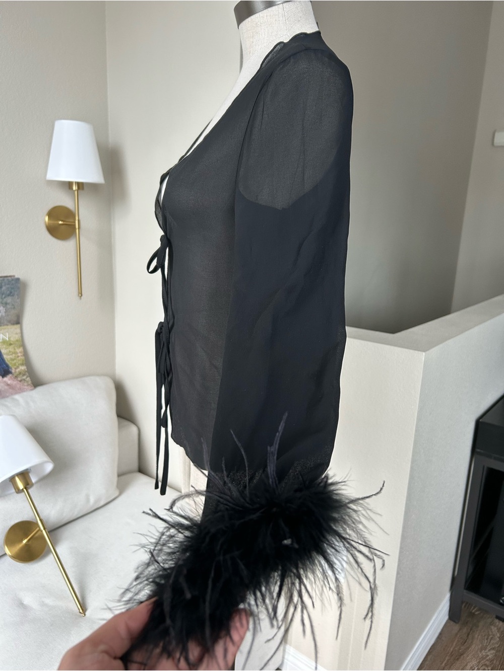 SNDYS. Black Sheer Blouse - Picture 5 of 12